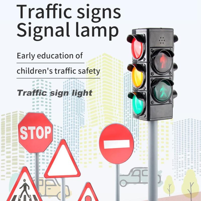 Interactive Kids Traffic Signal Light Toy for Toddler Outdoor Safety Learning Roleplay Activity Educational Road Sign