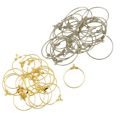 40 Adet Yuvarlak Boncuk Hoop Küpe Kanca Konnektörleri DIY Bulgular Gümüş + Altın