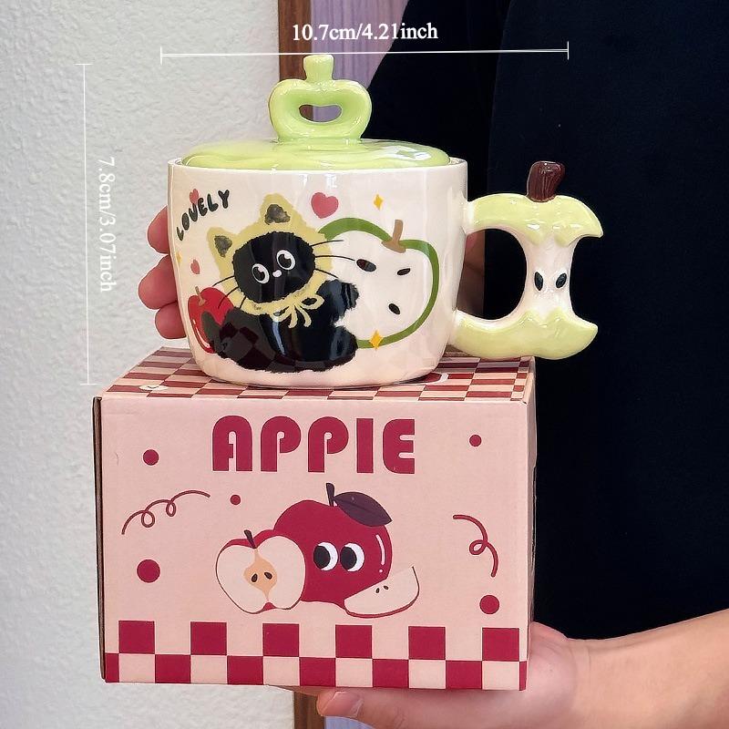 Ceramic Mug High-looking Cute High-temperature Resistant Student Dormitory Office Portable Water Cup 450ml зелёный
