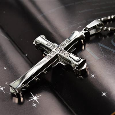 Cross Ornament Dark Knight Diamond Cross Necklace Domineering Bamboo Necklace