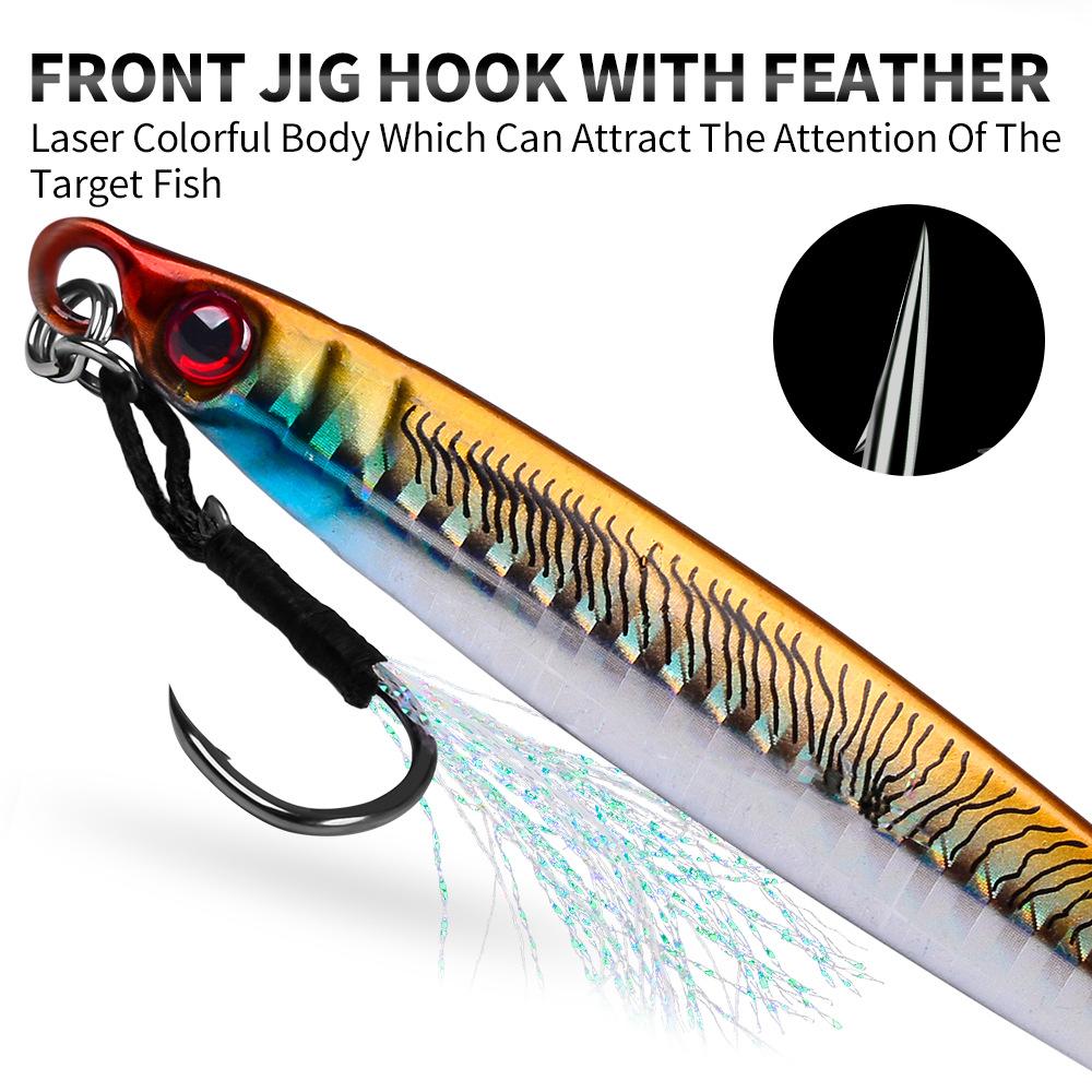 3D Fast Drawing Sea Fishing Lure with Hook Boat Fishing for Drifting Mackerel Hook, Long Throw Speed Sinking Iron Plate Fishing Gear