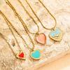 European & Korean Style Heart Clavicle Chain - Stainless Steel Peach Heart Pendant Necklace