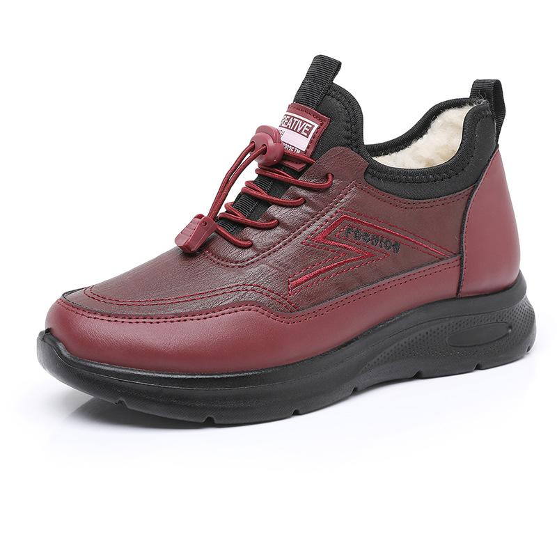 Snow Boots Leather Waterproof Wool Old Beijing Cloth Shoes Elderly Shoes Men's and Women's Winter Piled Thickened Mother Cotton Shoes