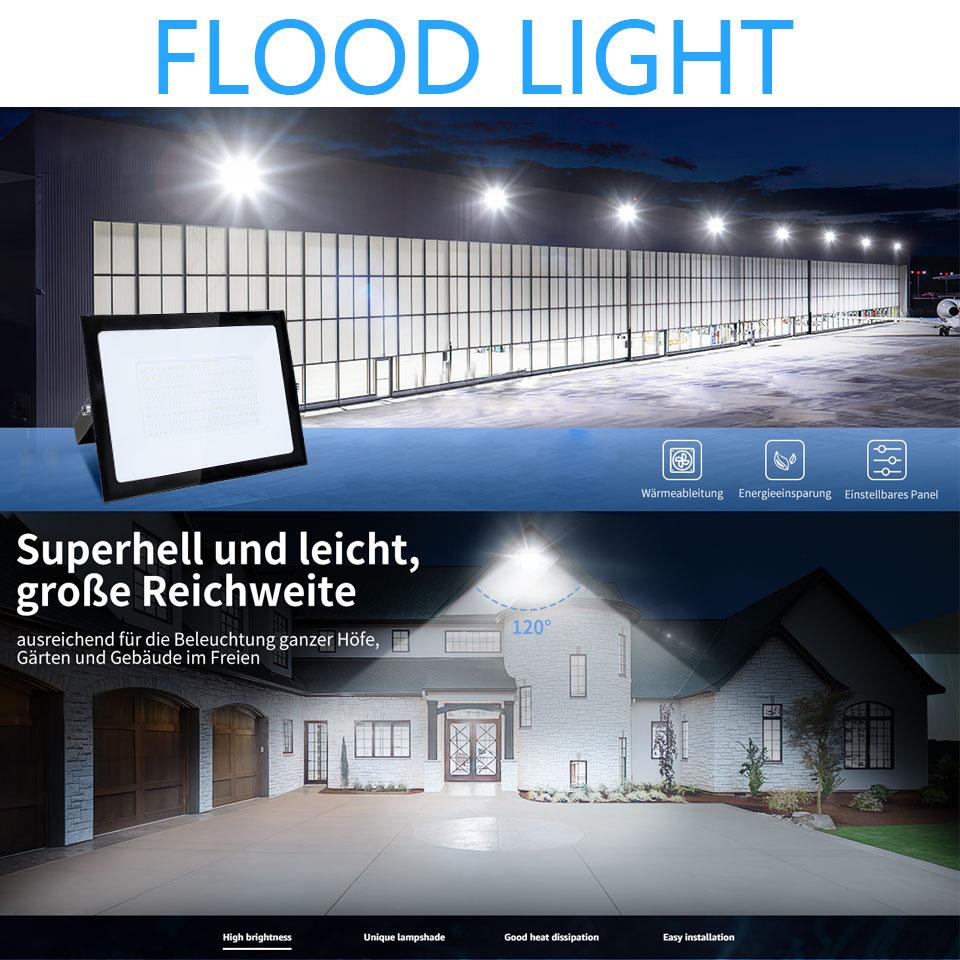 LED Flood Light Spotlight AC220V 100W 200W IP66 Waterproof LED Black Shell Garden Street Gate Wall Floodlights led floodlights