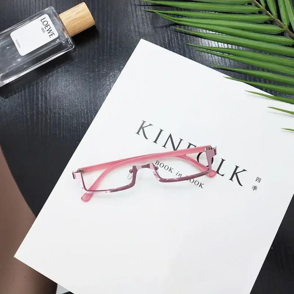 Women's Cool Half Frame Glasses Square Metal Eyewear No Lenses Fashion Unisex Stylish Personality Eyeglasses Frames