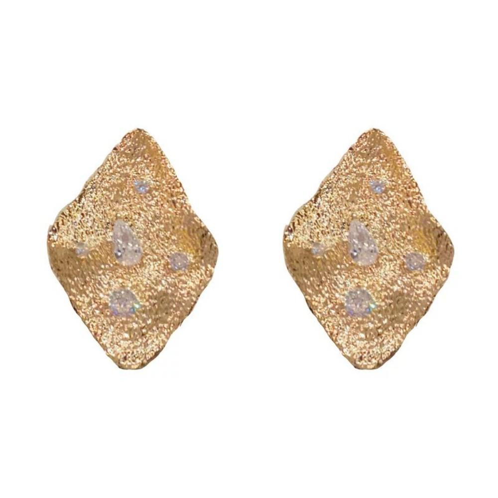 European  American Satin Metal Rhinestone Geometric Earrings