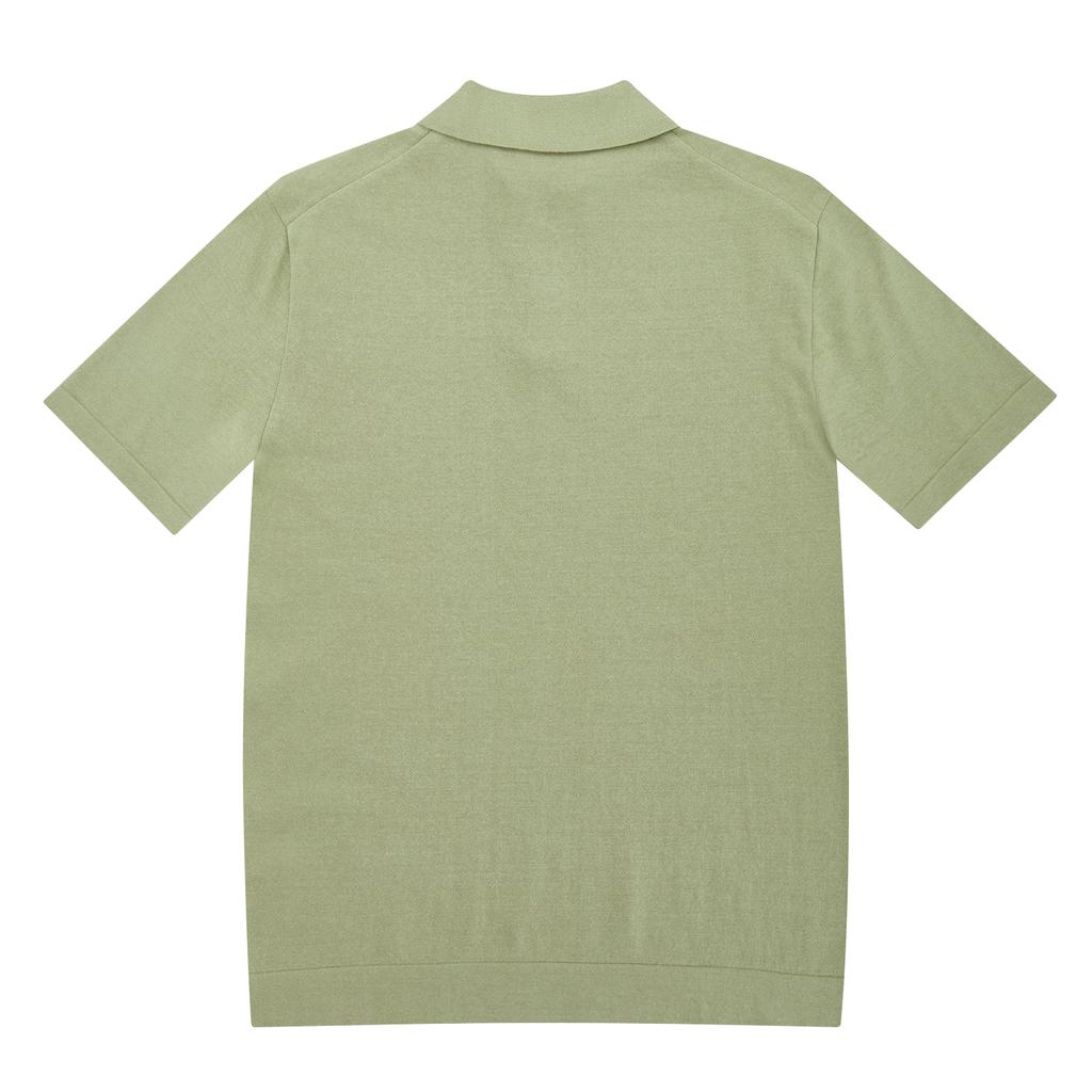 FERRAROMILANO Men'S Hidden Button Solid Short Sleeve Sweater Light Khaki (Am0Dts20125)