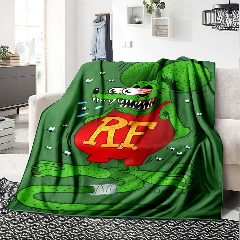1pc Rat Fink Throw Blanket Soft Flannel, Cozy All Season Polyester Perfect for Home, Office