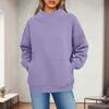 Women's Fashionable Casual Solid Color Round Neck Long Sleeved Pocket Sports Casual Pullover Sweatshirt Top