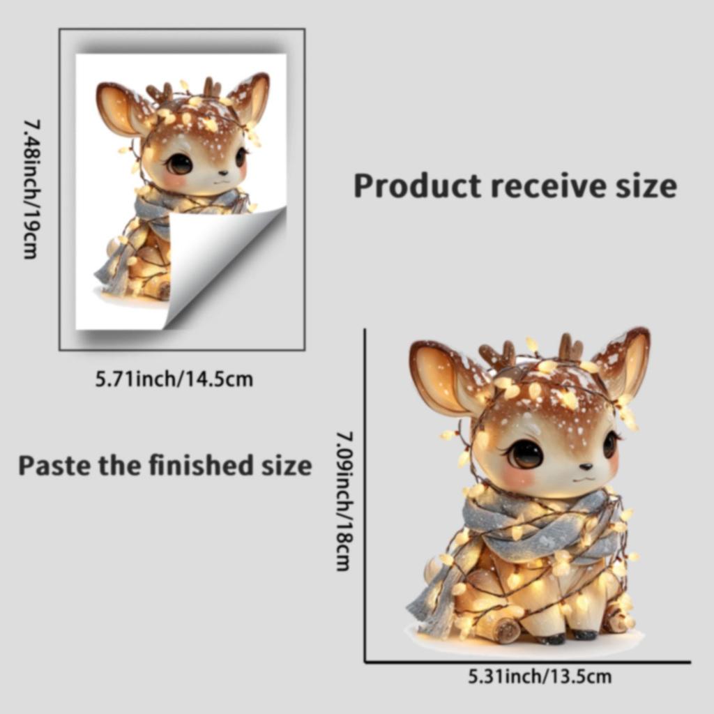 Colored Lights Little Deer Christmas Wall Sticker - Self-Adhesive Decoration for Home Switch Beautification