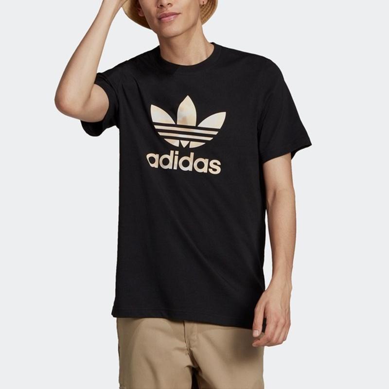 adidas originals Camo Infill Tee Casual Sports Round Neck Short Sleeve Black Men's GN1856