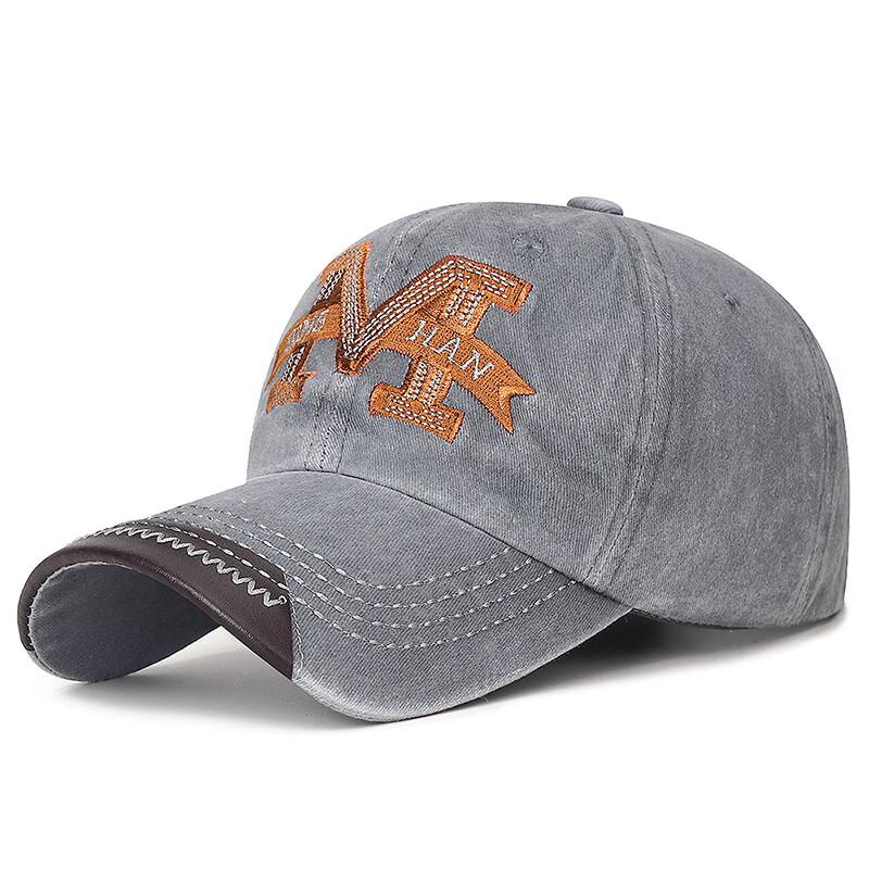 ZHENYUEQI Men's Washed Baseball Cap with Embroidered 'M'