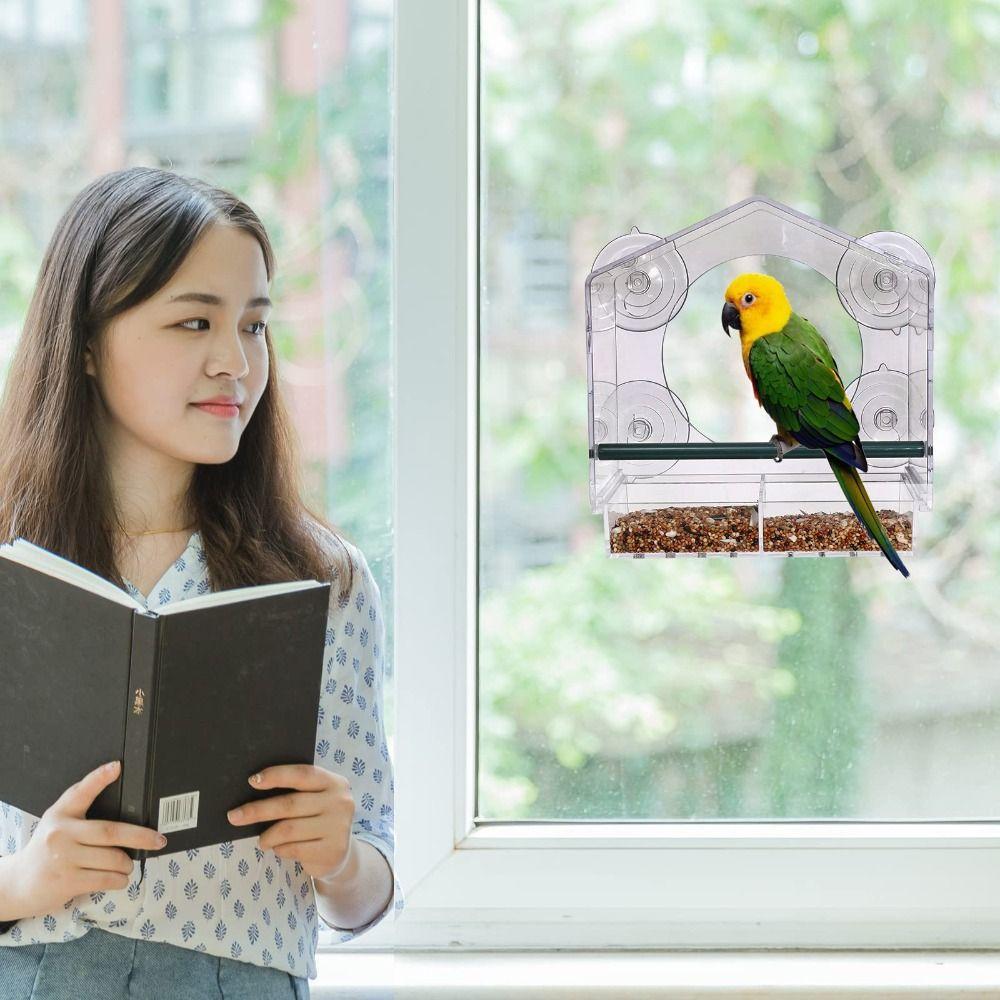 Large Pet Supplies Myna With Suction Cup Parrot Bird House Pet Feeder Bird Feeder Bird Food Box