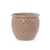 Single Handmade Ceramic Plant Pot (diameter 23 cm), Glossy Beige with Coin Relief, Breathable, Frost-Resistant, with Drainage Holes for Balcony Plants