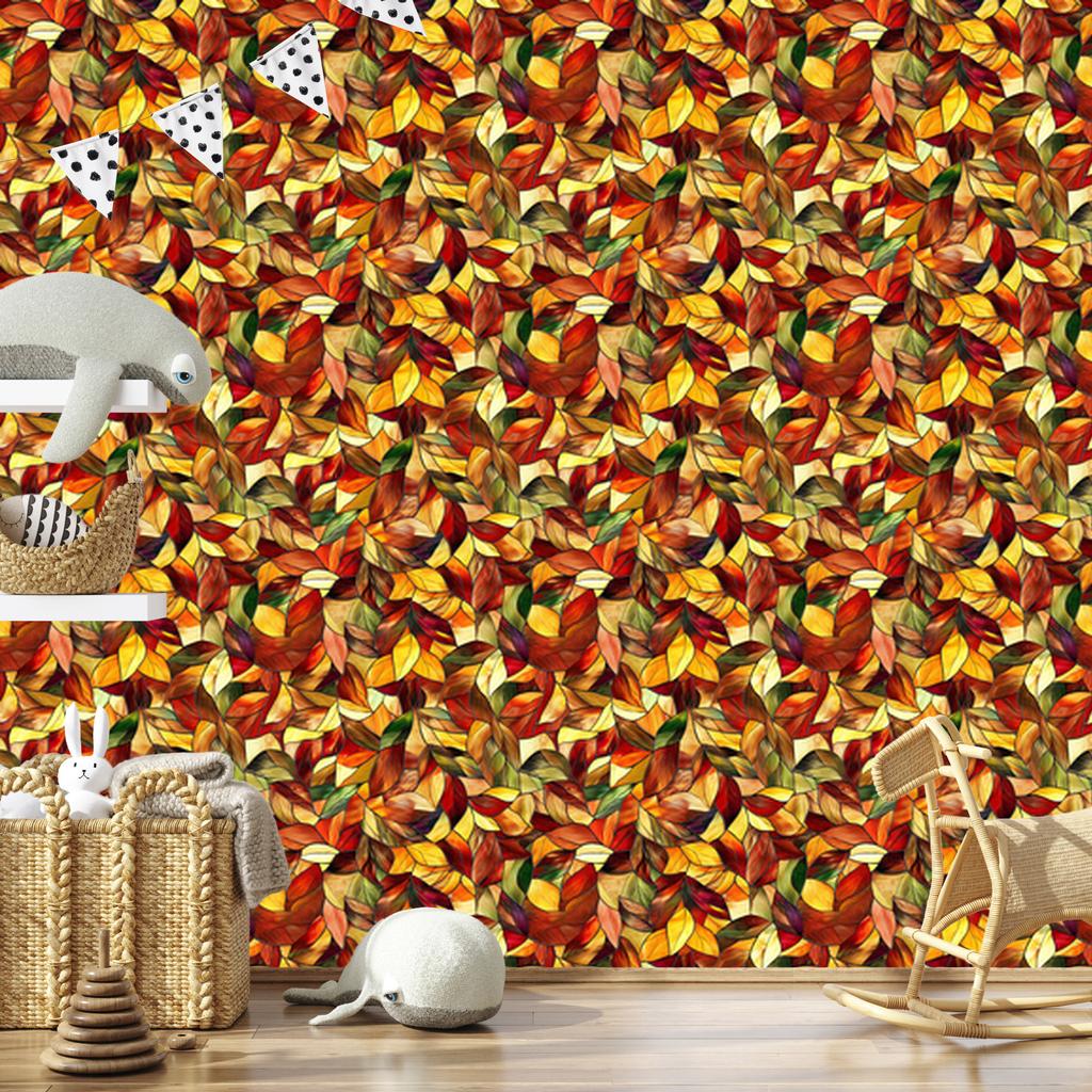 Gold and orange stained glass wallpaper for living room and bedroom 50x1000