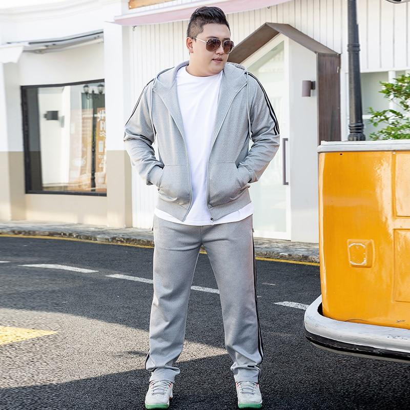 Men 'S Sports Suit Hooded Hoodies Jacket Pants 2 Piece Jogger Set Men Sportswear Autumn Men 'S Sets Sweatpant Extra Large Size 9xl