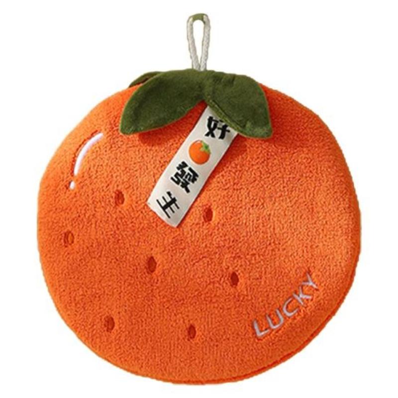 Mercan Kadife El Havlusu Yumuşak Emici Karikatür Meyve Tasarımı Asılı Halat ile Çabuk Kuruyan Ev Tembel El Mendil Havlu