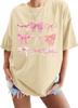 Bow Shirts for Women Oversized Tshirts Coquette Aesthetic Pink Bow Shirt Womens Cute Graphic Trendy Tees Top