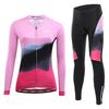 Womens Thermal Cycling Long Sleeve Jersey Pants Set Mountain Bike Winter Riding