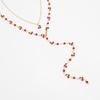 Copper Y-shaped Cherry Necklace Gold Women Long Necklace Creative Clavicle Chain  Girls