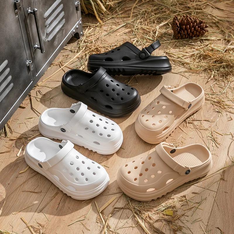 Fashion Fashion Hollow Out Platform Sandals Women 2025 Summer Non Slip Beach Clogs Eva Sandals Woman Thick Soft Sole Garden Shoes Slides