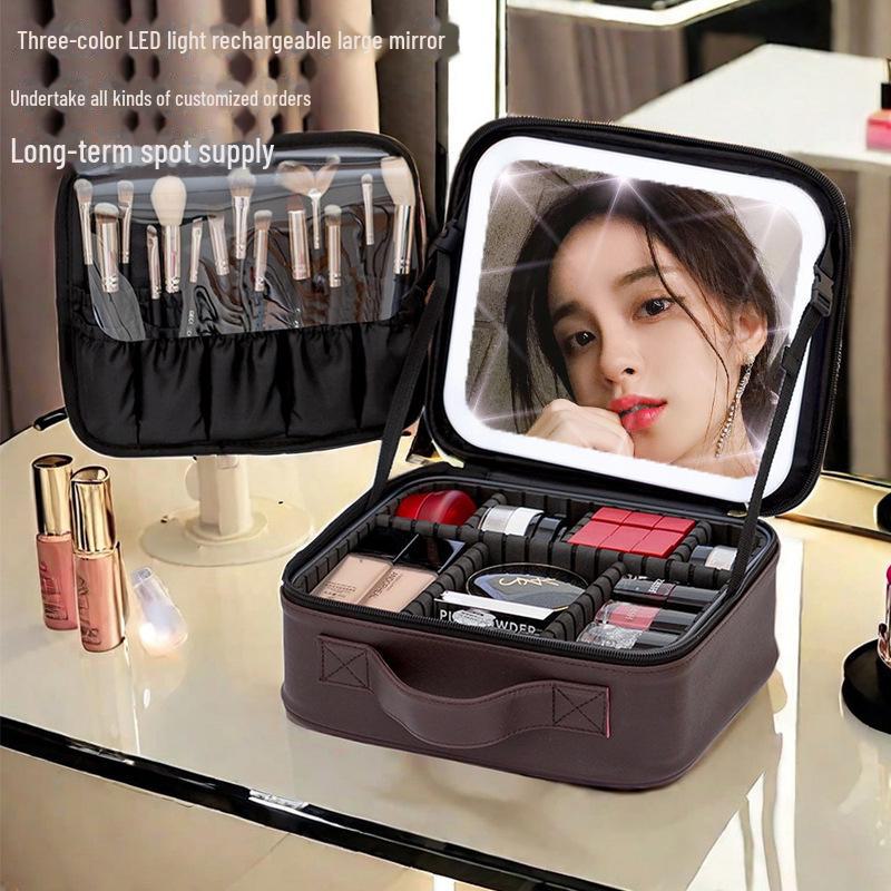 LED Light Cosmetic Travel Mirror and Storage Box - Trending Online 2024