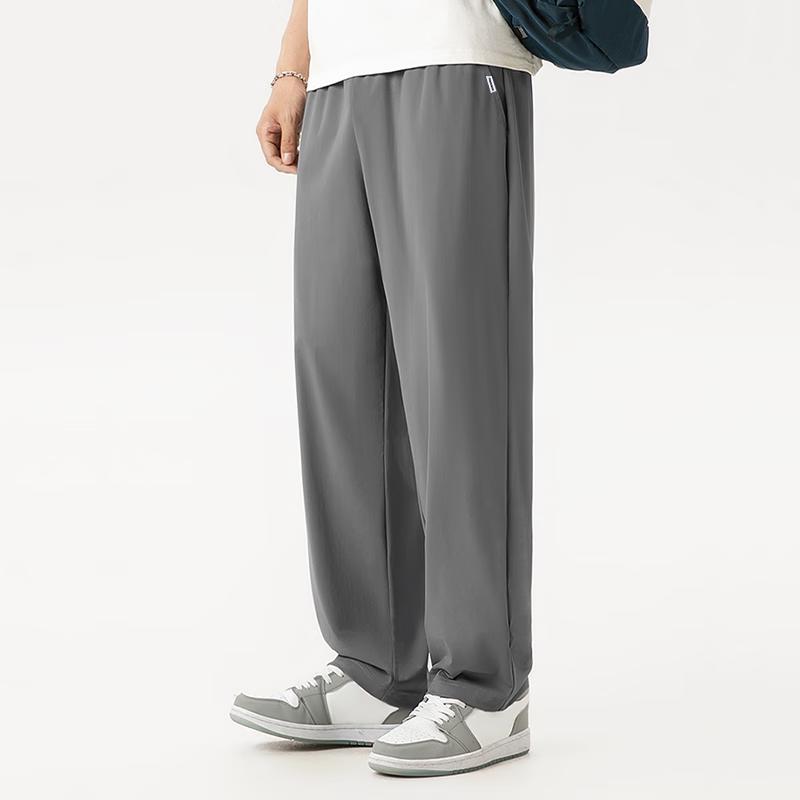 Fingercroxx Men's Ice Silk Cropped Straight-Leg Pants