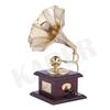 Brass Decorative Gramophone Showpiece & Ceramic Flower Vase Set | Home Decor Combo for Living Room