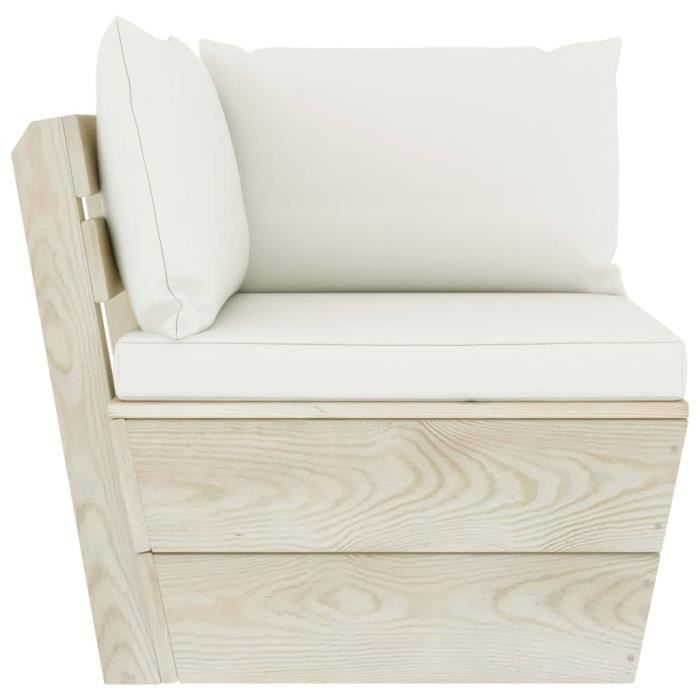 Canapé d'angle - vidaXL - Palette de jardin - Épicéa imprégné - 4 personnes - Coussins inclus