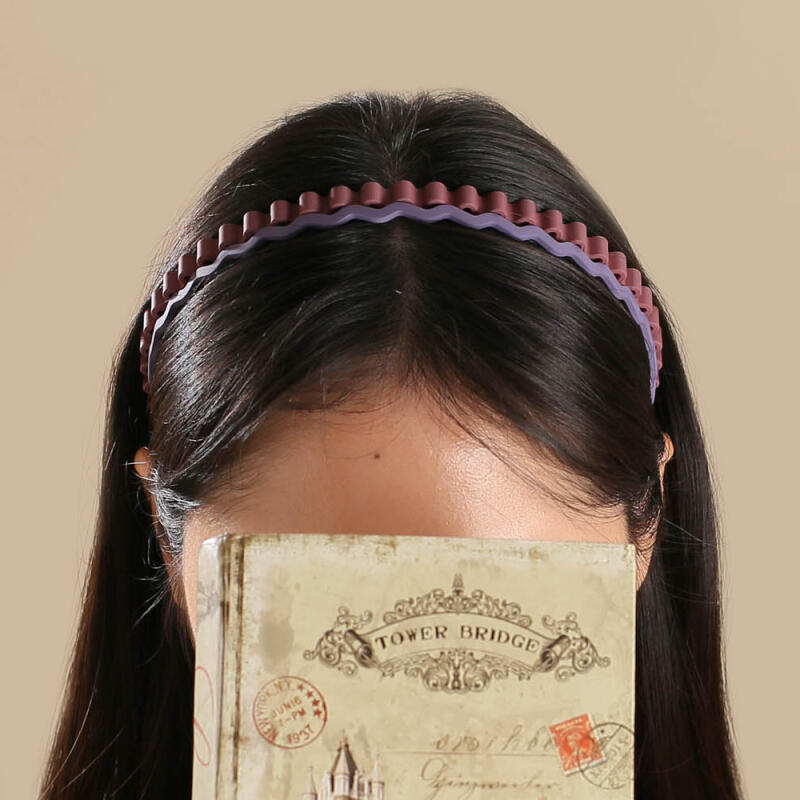 Matte Wave Hairband 2-piece set (pink and purple)