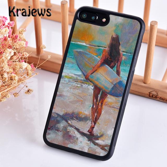 HAWAII BEACH SURF GIRL SURFING ART Phone Case Cover For iPhone 17 Air 16 15 14 Plus 12 13 Pro Max Coque Fundas