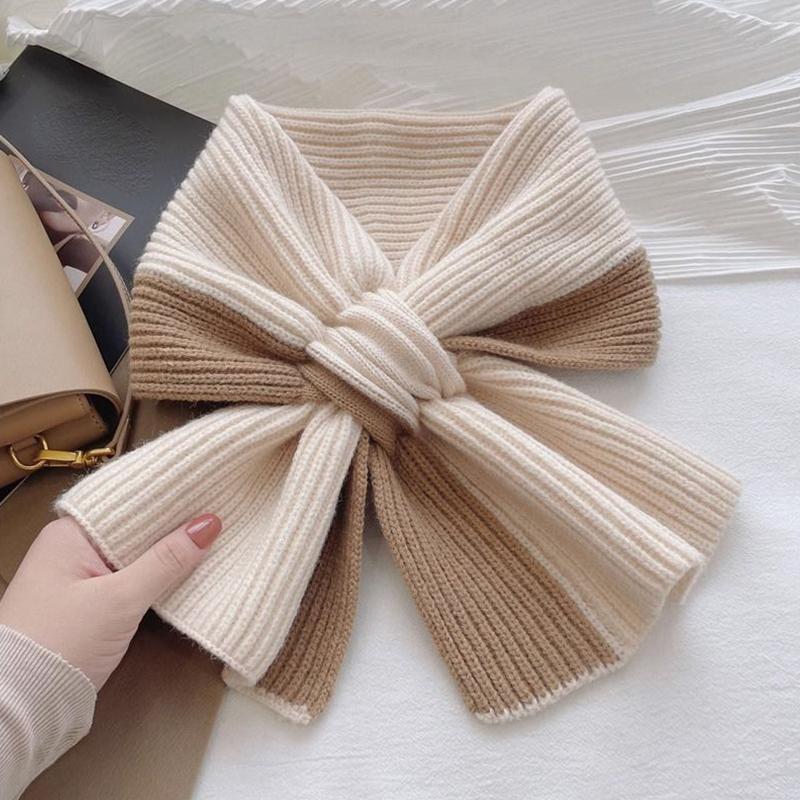 Korean Style Fashionable Casual Color-Blocked Thick Warm Long Scarf For Women