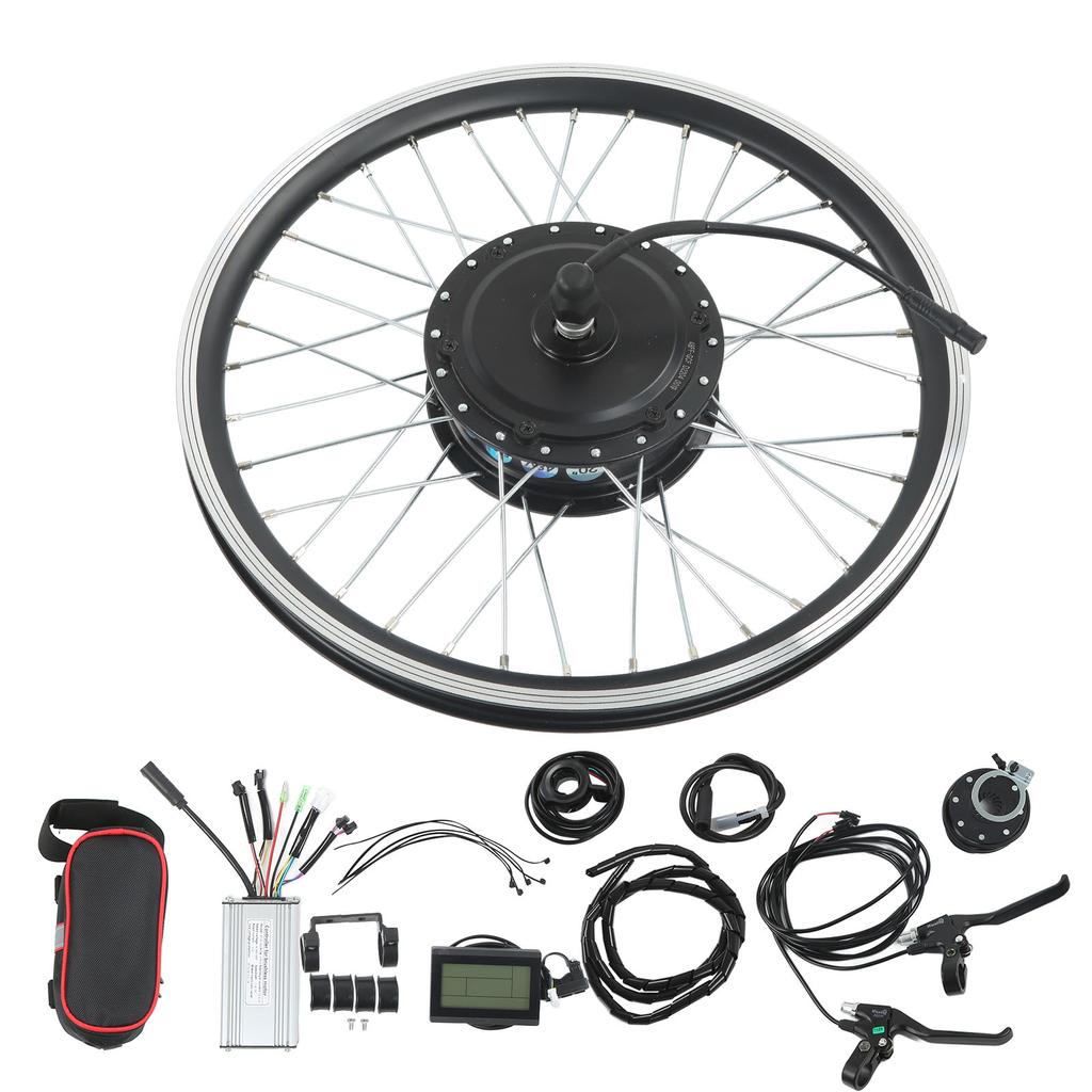 Electric Bike Front Wheel Kit Brushless Toothed Motor Controller Kit with LCD3 Meter for Conversion 48V 500W 24in