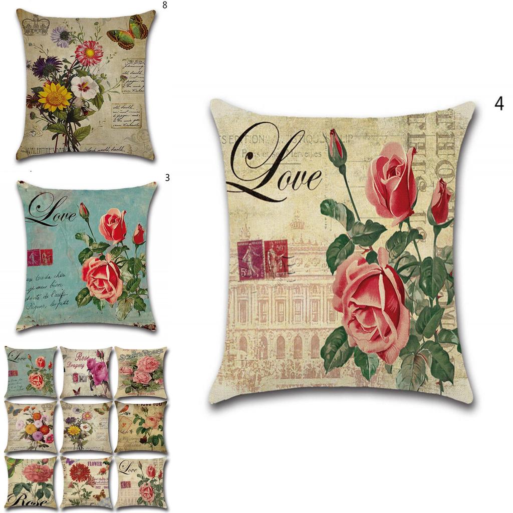 Premium Quality Tropical Feuilles Cushion Cover With Vintage Floral Design For Sofa