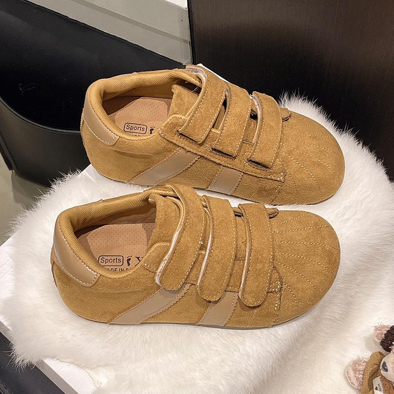 2025 autumn new retro matte leather fashion versatile German training shoes genuine leather Velcro ugly cute big head casual board shoes