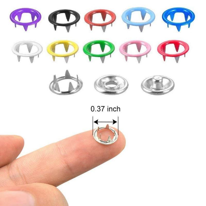 100pcs Metal Prong Snap Fasteners Buttons Solid Hollow Press Button Studs With Pliers Tool Kits For Clothes Bags Garment Sewing