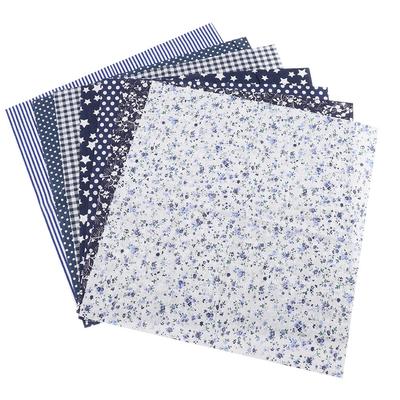 7pcs 50*50cm Cotton Fabric DIY Assorted Squares Pre Cut Bedding Kit Quarters Bundle (Blue)