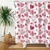 Valentines Day Shower Curtain Romantic Love Drawing Art Red Heart Shower Curtains Mother's Day Shower Curtain for Shower Decor Sets for Bathroom