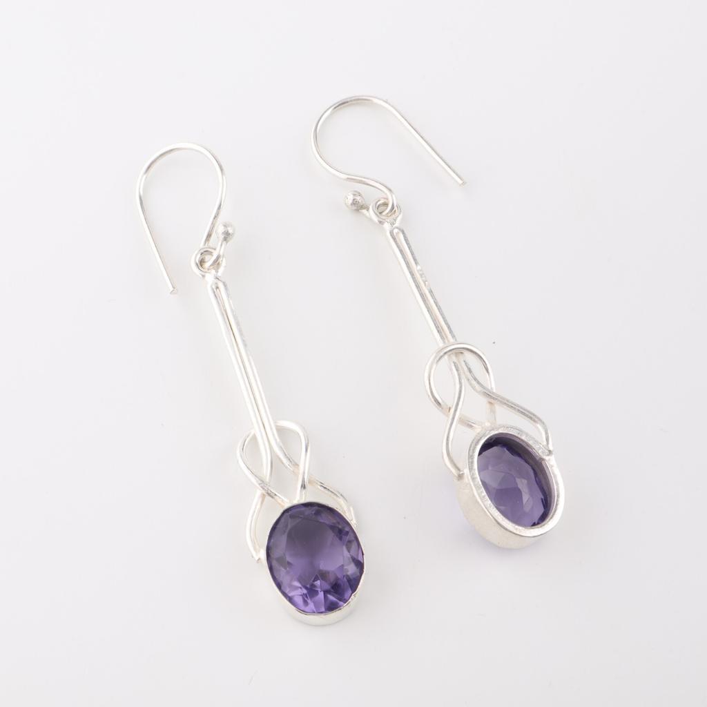 Iolite Gemstone 925 Sterling Silver Jewelry Handmade Drop/Dangle Earrings 1.76" EE-171-5