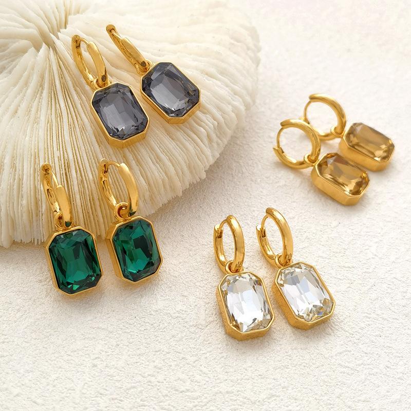 Yori Edelstahl Zirkonia Hängeohrringe Trendige Ohrringe Stilvoller Hohe Qualität Vergoldet Wasserdichter Schmuck