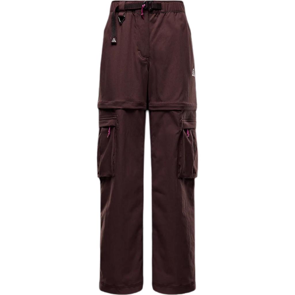 Nike FW24 Smith Summit Zipper Dry Comfortable Solid Color Multi-Pocket Hiking Casual Pants Women pants Burgundy FB7883-652