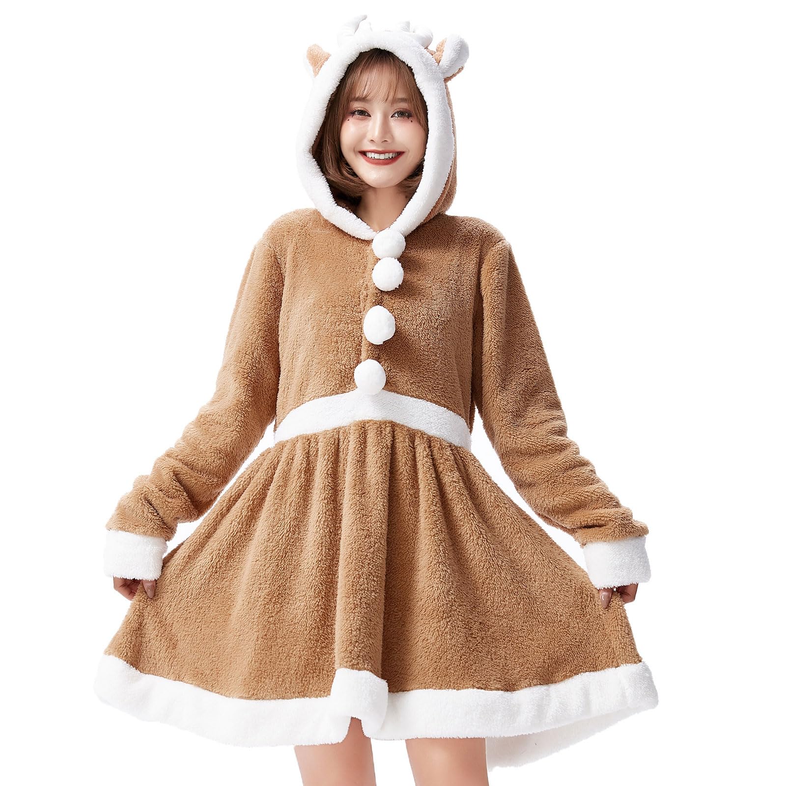 

Reindeer Cosplay for Cute Santa Cosplay Large Long Suitable for Santa One Reindeer Santa Claus for Women [DECEED] Women, Costume, Thick, Fluffy, Size,
