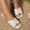 New Arrivals Open Run Women Unique Cutout Square Toe Weaving Slipper