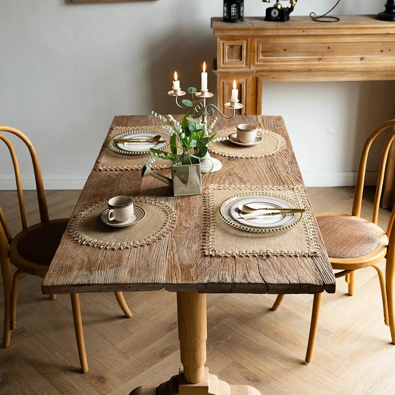 4pc 30X45cm Placemats Rectangle Boho Natural Jute Tassel Table Mats for Kitchen Vintage Dining Rustic Farmhouse Table Decoration