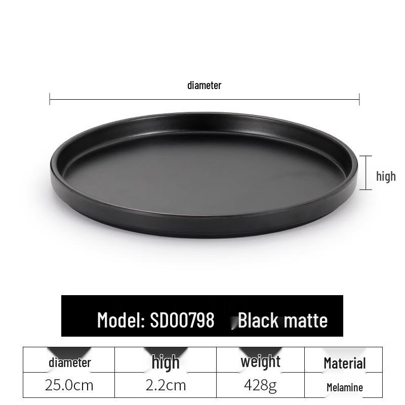 Black Melamine Japanese Sushi Tray - Long Shallow Plate for BBQ & Food Arrangement