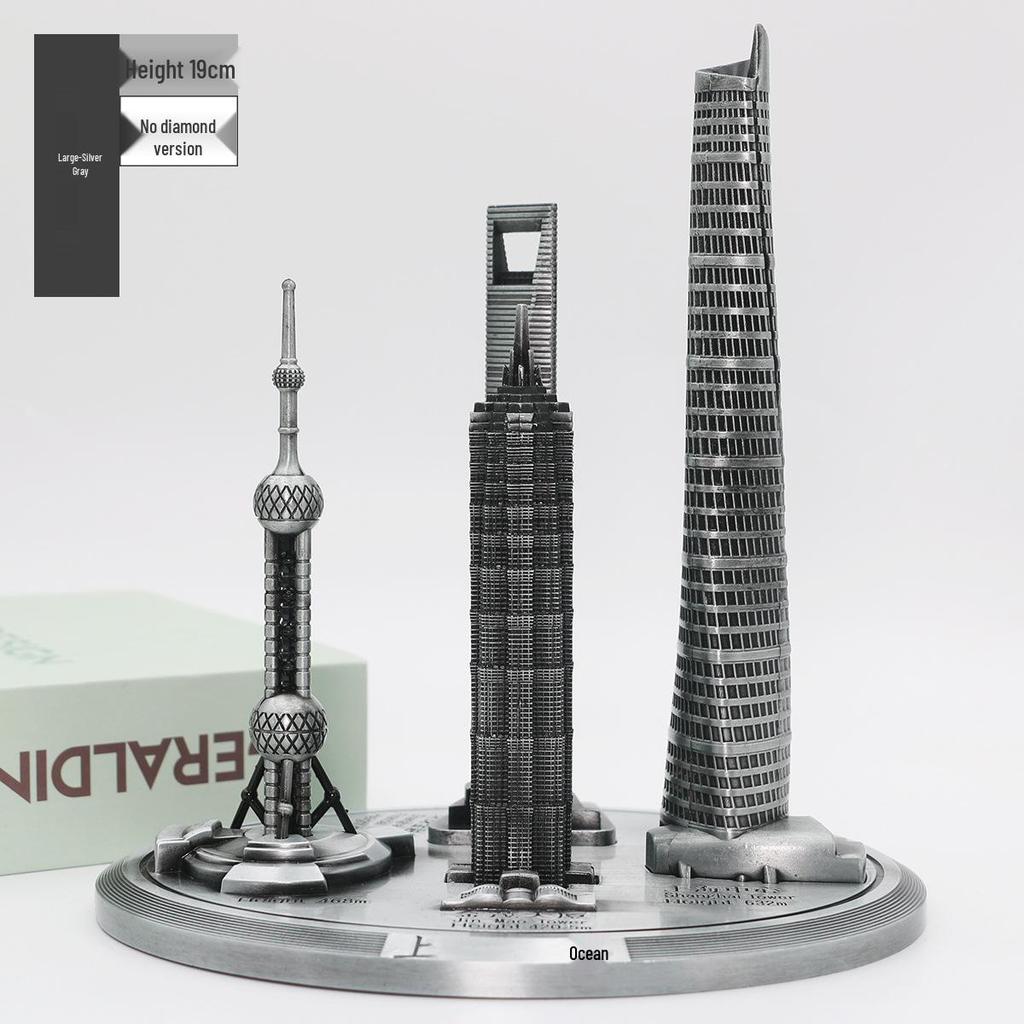 Shanghai Landmark Building Model: Oriental Pearl Tower, World Financial Center, Jin Mao Tower - Metal Creative Handicraft