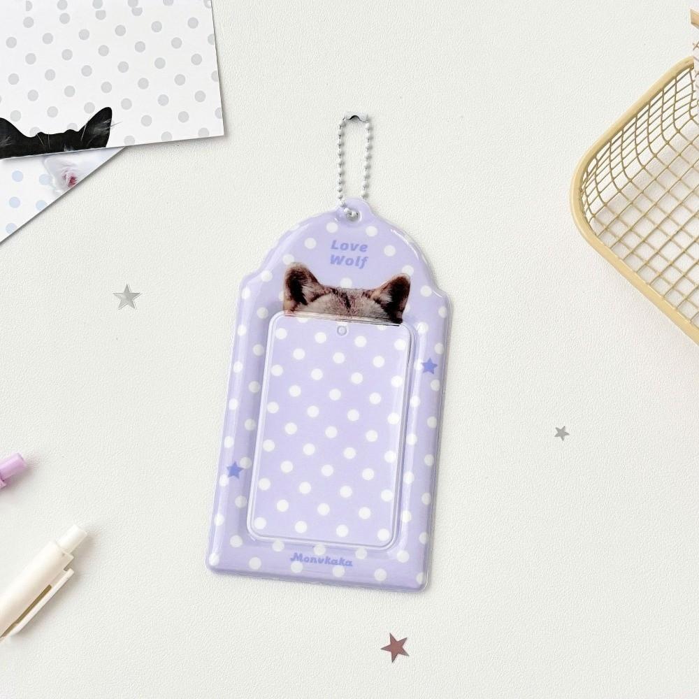 Portafoto in PVC Resistente con Catena Design Pois Proteggi Carte Stampa Orecchie Animali Custodia per Carte Kpop 3 pollici