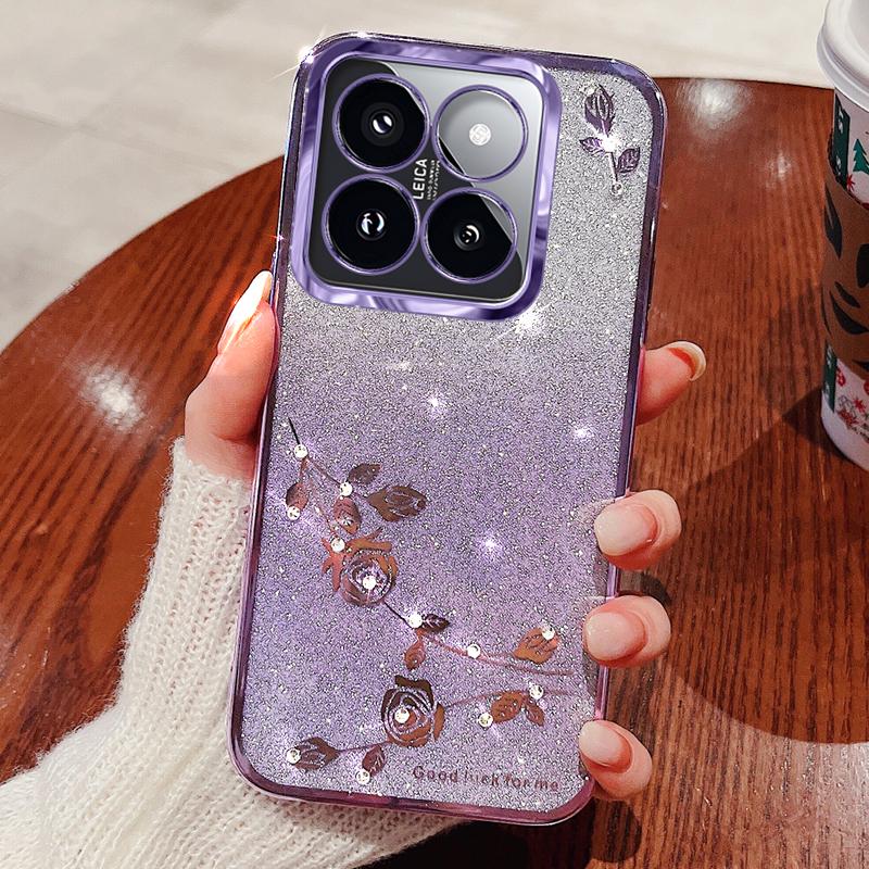 

KADEM For Xiaomi 14T Pro Case Flower TPU Flexible Gradient Phone Cover Purple