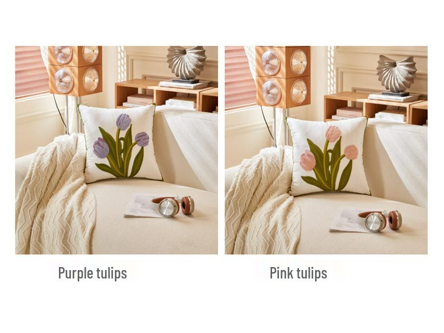 Luxuriöses pastoral gesticktes Gänseblümchen-Kissenbezug - Helles Wohnzimmer Sofa Kissen