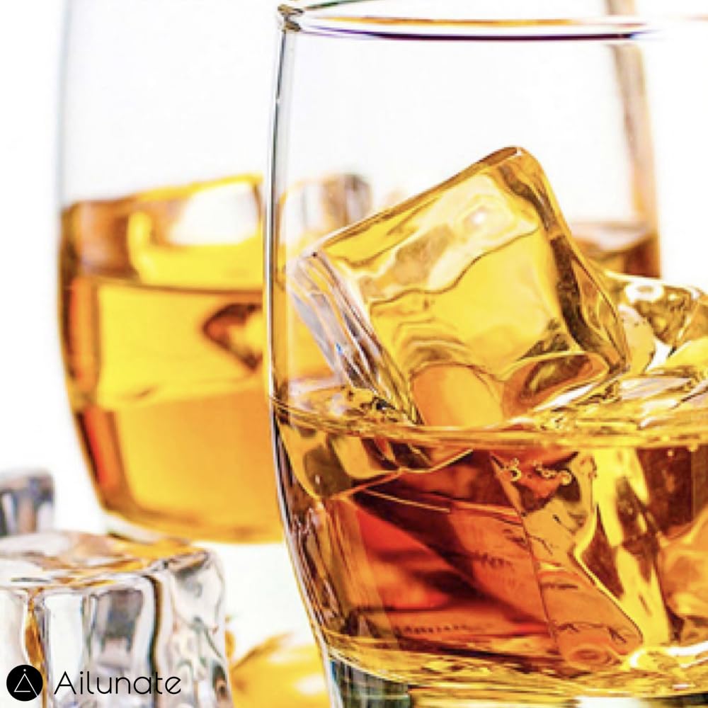 Ailunate Fake Ice Acrylic Crystal Ice for Food Photography and Display 30-Piece Cubes, Cubes, 18mm, 25mm, 30mm,